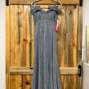 NWT! Stunning Blue + Silver Gown